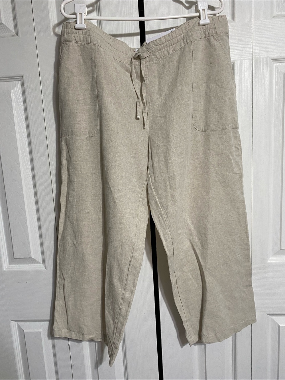 Liz Claiborne NWT lightweight linen cotton flax wide leg crop pants size LARGE